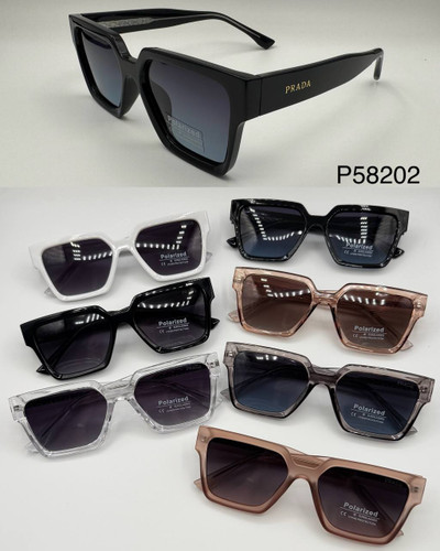 عینک آفتابی زنانه پلاریزه کائوچو دسته سیم پرادا PRADA مدل 58202