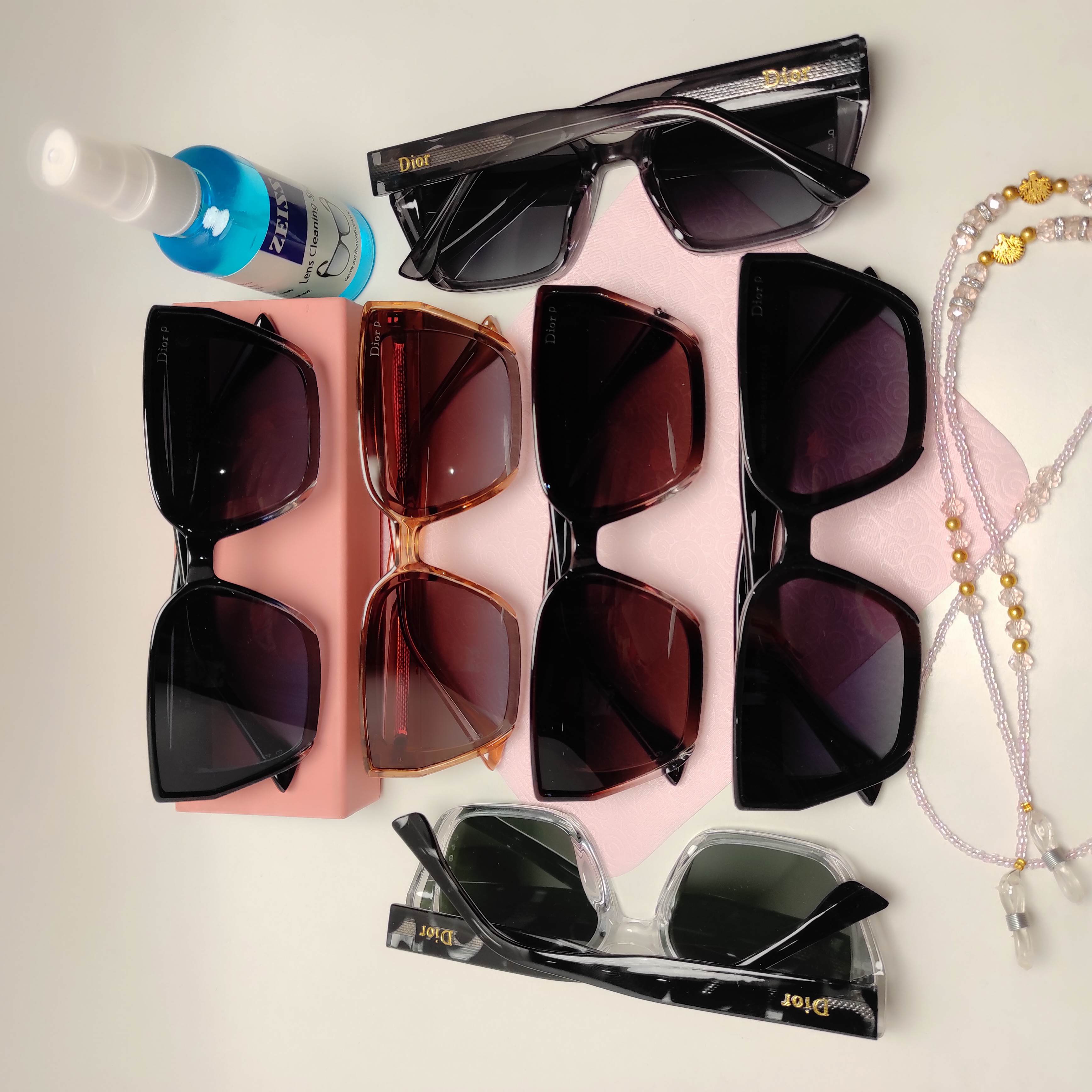 عینک آفتابی پلاریزه زنانه دیور Dior کد 8843 به همراه پک لوازم جانبی